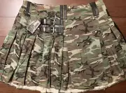 CAMOUFLAGE CANVAS Men’s Custom LEATHER Kilt MACLEO SAN DIEGO Size 44 New