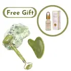 Fresh Body Natural Face Massager Jade Roller and Gua Sha Set - Green with Serum
