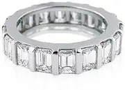 [HEARTS AND YOU] 4ct Emerald Cut Moissanite Unique Full Eternity Wedding Band White Gold Plated Stylish