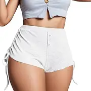 [Generic] Sexy Summer Shorts for Women Elastic High Waist Striped Side Tie Casual Shorts Comfy Soft Lounge Shorts 2025 Trendy