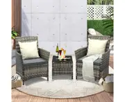 Livsip Outdoor Furniture Setting 3 Piece Wicker Bistro Set Patio Chairs Table