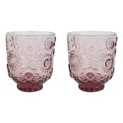 2x LVD Garden Mulberry 10cm Glass Tumbler Drink Party Cup Glassware Pink