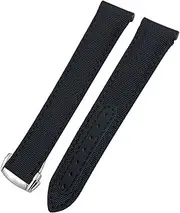 [BCMCBV] 19mm 20mm 21mm Canvas Leather Bottom Watchband for Omega Seamaster 300 Speedmaster AT150 Planet Ocean Nylon Watch Strap