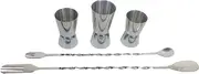 Bar Tool Set 3 pcs Spirit Measuering Cups/Jiggers (20/30ml, 20/40ml 25/50ml) with 2 Cocktail Bar Spoons 23cm & 30cm