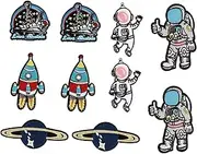 Beatifufu 10Pcs Embroidered Space Planets Patches Appliques for DIY Crafts Clothing and Bag Decoration Durable and Wear Resistant Embroidery Cloth Stickers