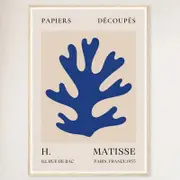 Galrie Papiers Découpés Blue H. Matisse Print (1955) Elegant for your Home, Wood Frame, A0 84 x 119cm (33 x 47inch)