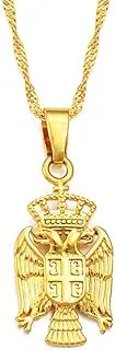 [Hafrita] Republic Of Serbia Eagle Pendant Necklaces Men Serbian Pendant Chain Necklace