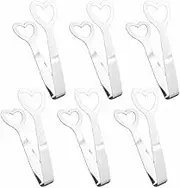 6 Pcs Mini Serving Tongs Set, Stainless Steel Heart Shape Sugar Tongs, Silver Ice Cube Tong for Food, Sweets, Bread, Cake, Tea, Coffee, Bucket, Kitchen, Bar, Party
