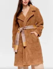 NEW PETER ALEXANDER WOMENS TEDDY FLEECE CARAMEL CHECK DRESSING GOWN XL RRP$119