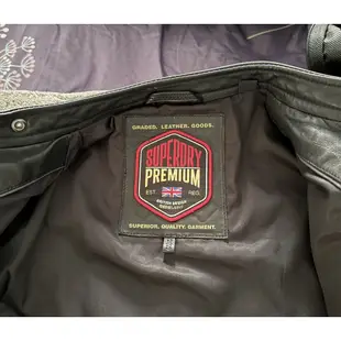 Superdry Men's Real Hero Leather Biker Jacket, Black