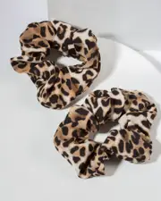 Leopard Print 2 Pack Scrunchies