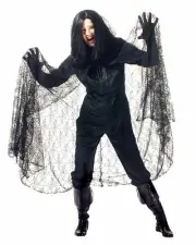 Black Vampire Spiderweb Cape Womens One Size