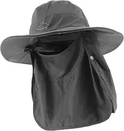 [Parliky] Summer Sun Protection Hat Hat Wide Brim Face Mask Mesh Unisex for Activities Black