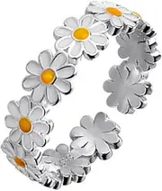 [Jukoclut] Jewelry Daisy Flower Band Open Statement Toe Finger Rings Gifts for Women