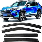 Out-Channel Window Visors Rain Guards for 2019 2020 2021 2022 2023 2024 Toyota Rav4 (EXCLUDES RAV4 Prime), Side Window Deflectors Sun Shade Smoke Tinted 4-Piece 94255