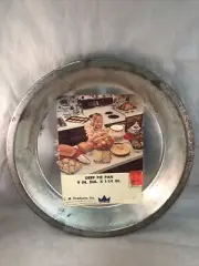 New Old Vintage 9” Bake King Round Cake Pie Pan Tin Bakeware Original Tag Unused
