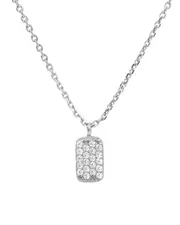 Savvy Cie Silver CZ Small Tag Necklace