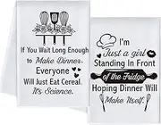 Vspek Kitchen Towels Set of 2, Funny Joked Themed Dishcloth, Hilarious Hand Towels Dish Tea Towels for Cooking Home Bar Decor, Best Gifts for Hostess New Home Mom Women Housewarming