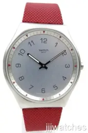 New Swiss Swatch Skin Irony 42 SKINROUGE Red Silicone Watch 42mm SS07S105 $190