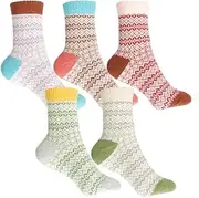 [Glamza] Wool Socks - 10 Pairs of Warm & Comfy Thermal Women's Socks - Thick Breathable Ladies Nordic Winter Socks also Suitable for Hiking/Walking Size UK 4-7 (2 Pairs of each design) (0063), Mixed, 7