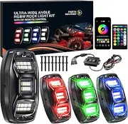 TMORI Rock Lights for Trucks 4 Pods,RGB Underglow Light for Trucks with App Control Flashing Music Mode RGB Rock Lights for UTV SUV ATV RZR Truck Accessories