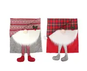 C378 2PCS Christmas Long Legs Faceless Doll Chair Cover Back Cover Chair Protective Cap Home Christmas Holiday Decoration