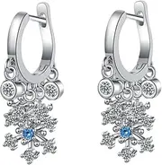 [DEARMAMY] 1Pair Delicate Flower Shaped Ear Pendants Rhinestone Snowflake Eardrops Fashionable Ear Dangles for Women Elegant Ear Decor Accessories