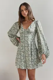 Garden Chic Mini Dress Green