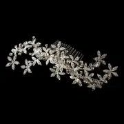 Beautiful Silver Floral Vine Austrian Crystal Rhinestone Bridal Hair Comb