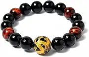 [Merdia] Men's Tiger Eye Stone Elastic Bead Bracelet with Dragon Pattern Bead | Mens Jewelry | Dragon Bracelet for Men | Mens Bracelet | Beaded Bracelet | Tiger Eye Bracelet Men | Crystal Bracelet