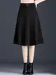 黑色毛呢半身裙女2023秋冬氣質垂感高腰a字裙遮胯顯瘦中長裙