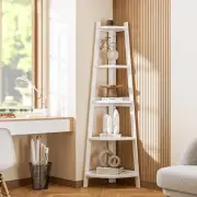Oikiture Corner Ladder Shelf 5 Tier Bookshelf Display Rack Plant Stand