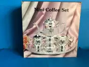 Silver Plated Mini Coffee Set Tray Creamer Sugar Bowl Coffee Pot