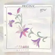 VTG Stamped Linen Tablecloth Embroidery Flowers Butterflies REGINA GERMANY NEW