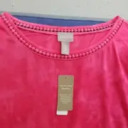 NWT Chico's Tshirt Cloud 9 Pompom Cotton blend Top Pink Comfortable Summer