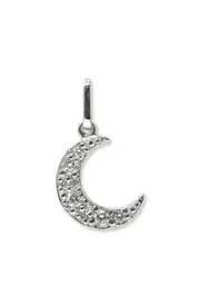 Anzie Pavé Crescent Moon Charm in Silver at Nordstrom, Size One Size Oz