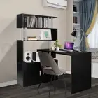Office Computer Desk L Shaped Rotating Corner Study Writing 3 Bookshelf Black