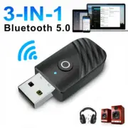 Wireless USB Bluetooth 5.0 Audio Transmitter Receiver 3in1 Adapter For PC TV Car
