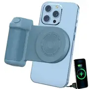 Magnetic Smartphone Camera Snap Grip- Smartphone Handle Photo Holder with Bluetooth Wireless Remote Control for Video Photo Shooting Android iOS,Blue