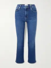 [FRAME] FRAME - Reboot Crop Stretch High-rise Bootcut Jeans - Dark denim - 26 26 Blue