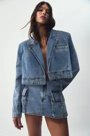 Juno Cropped Denim Blazer