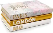 Decorative Books for Home - Shelf Decor Accents - Set of 3 - Modern Hardcover Book Stack - Matte Gold Coffee & Entry Table Decoration - Contemporary Display - Fashion Designer Dresser Aestethics