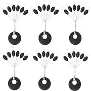 LadFath 720pcs Fishing Rubber Bobber Stoppers, 6 in 1 Bobber Stops, Black Oval Floats Sinker Stops, L M S Size Kit