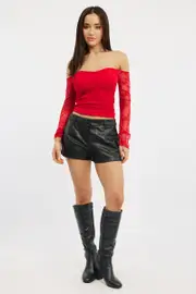 Black Shorts Low Rise Faux Leather - Size 12M, Women's Shorts