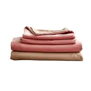 Deluxe Washed Cotton Sheet Set Pink Brown Single