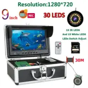 9" DVR Fish Finder Underwater Fishing Camera HD 15 IR Lamps +15 White Lamps 30M