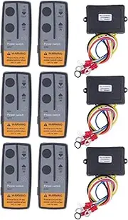 Brilluxa Wireless Winch Remote Controller, 6PCS Universal Cordless 434MHz Receiver, Compatible with Car, ATV, Truck, SUV Electric Winches