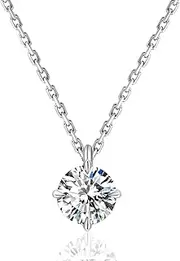 [KRKCLIFE] Diamond Pendant Necklace for Women, 0.5CT-4.0CT Moissanite Solitaire Necklace White Gold, Round-cut Lab Grown Diamond, S925 D Color VVS1 Adjustable 18+2 inches, for Mom Girls Wife