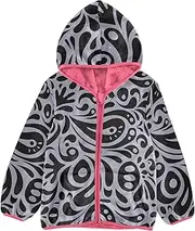 [GuoChe] Girls Sherpa Lined Classical Luxury Black Doodles Purple Toddler Girl Winter Coat pink Toddler Boy Zip Up Jacket 3T