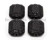 Black CZ Pave On Black Big Square Cushion Spacer Micro Pave Beads, Cubic